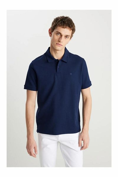 WRANGLER Men's Navy Blue Wrangler Men's Regular Fit Polo T-Shirt Polo T-Shirt W 2510720410 -Navy