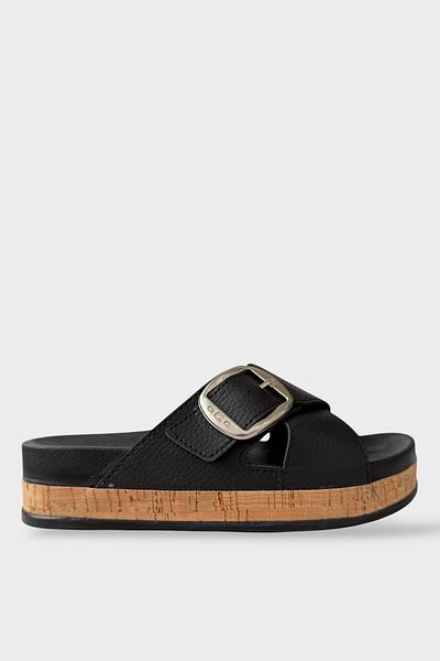 Liger Women's Daily Slippers Thick Sole Buckle Cross Comfortable Stylish Summer Home Beach Vacation Slippers Black