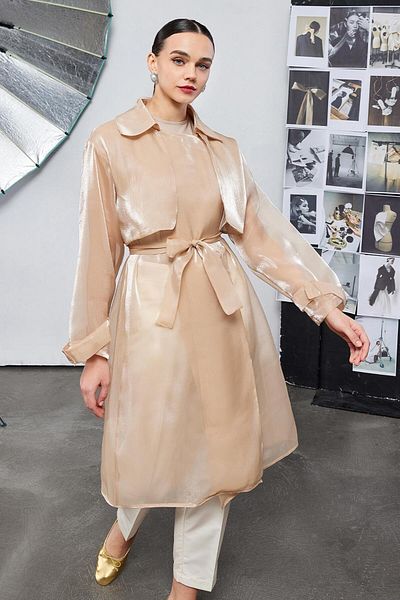 KB STUDIO Oli Organza Trench Coat Honey Foam