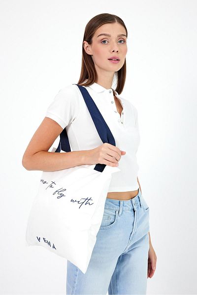 VENA Geantă unisex Vena Ivory imprimată cu text