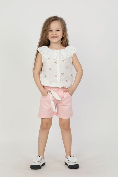 e-çocuk Lace Collar Flower Embroidered Girl's Suit 4414