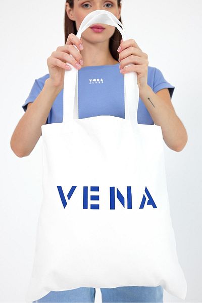 VENA Geantă unisex din piatră cu text Vena imprimat