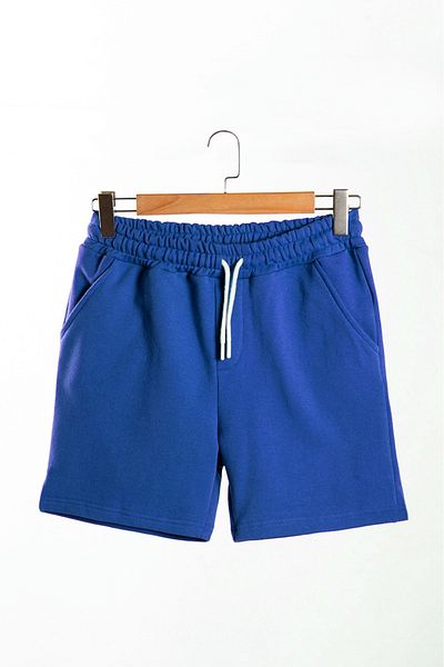 VEAVEN Men's Saks Blue Basic Regular Fit Shorts & Bermuda