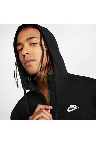 Nike سويت شيرت رجالي أسود بغطاء للرأس من M Nsw Club - Bv2645-010