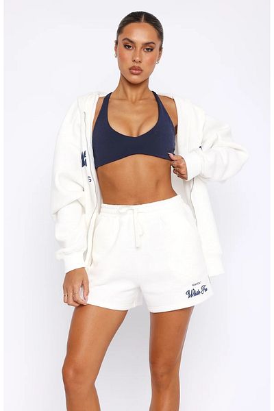 The Champ Clothing White Fox Printed Women's Comfortable Fit Double Pocket Shorts White