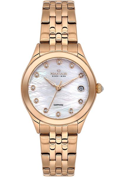 Nacar Sapphire Glass Rose Gold Women Wrist Watch Nc34-39B763-Rwms