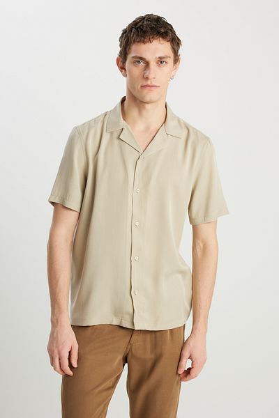 WRANGLER Relaxed Fit Wide Cut Soft Textured Beige Shirt