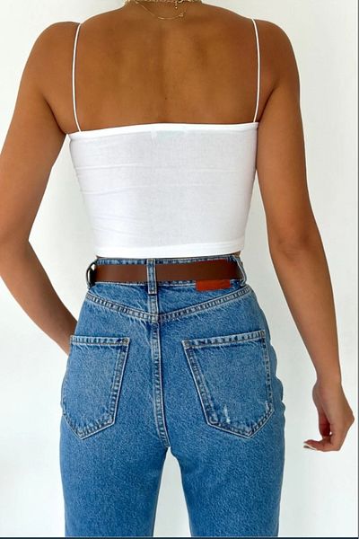 İpeqCollection Ασπρόμαυρη Crop Bustier Μπλούζα - Σετ δύο με λουράκια από σχοινί και φόδρα