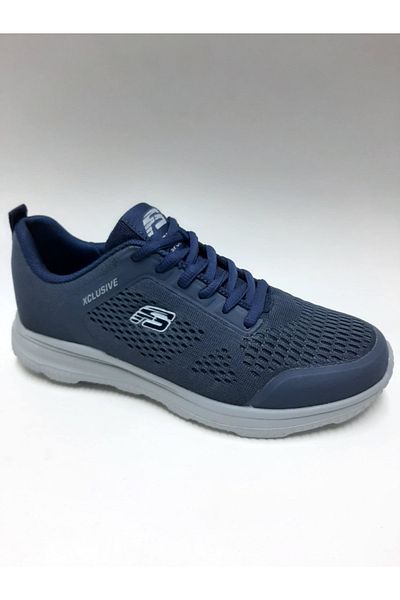 Forza Dark Blue Lace-Up Knitwear Cloth Light Sports Walking Shoes Men's Shoes
