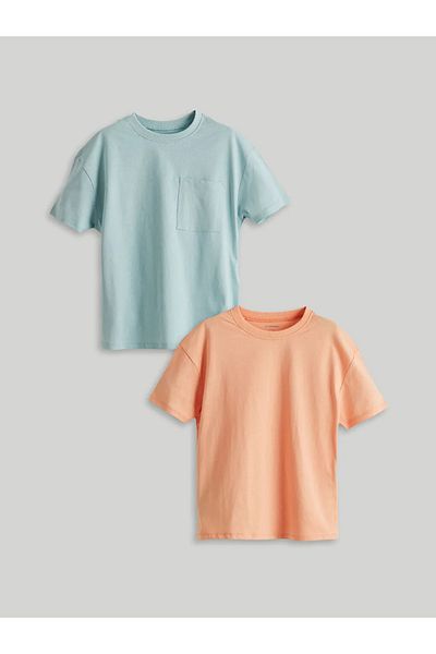 LC Waikiki Lcw Kids Orange Crew Neck Basic Boys T-Shirt 2 Pack t t