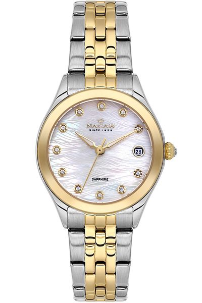 Nacar Sapphire Glass Silver - Gold Women's Wristwatch Nc34-39B763-Cwms