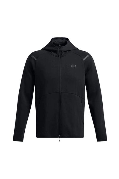 Under Armour سترة بسحاب للرجال باللون الأسود ذات ياقة عادية 1389352 -001 UA لا يمكن إيقافها Flc FZ H