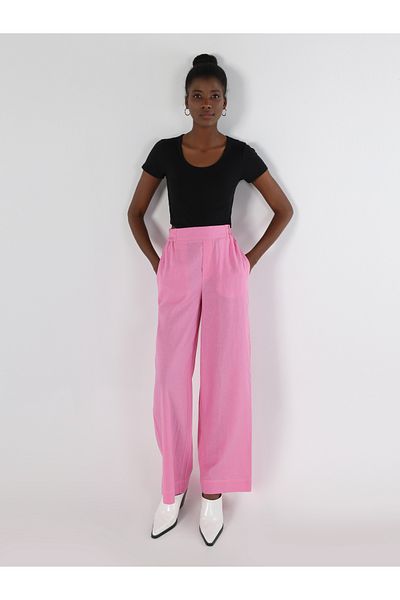 Colin's Pantaloni roz de damă, cu talie înaltă, cu picioare largi