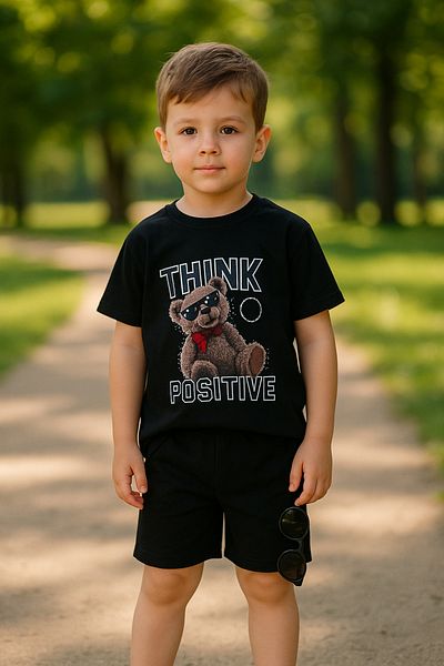 Murat Baby Baby Boy Teddy Think Positive Shorts Set