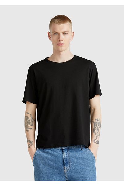 United Colors of Benetton Tricou negru pentru bărbați, 100% bumbac, cu gâtul turn
