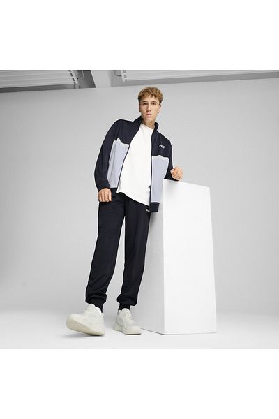 Puma Stredne veľké pletené obleky – dlhý rukáv, stojace rukávy, potlač, bočné vrecko, zips na celý