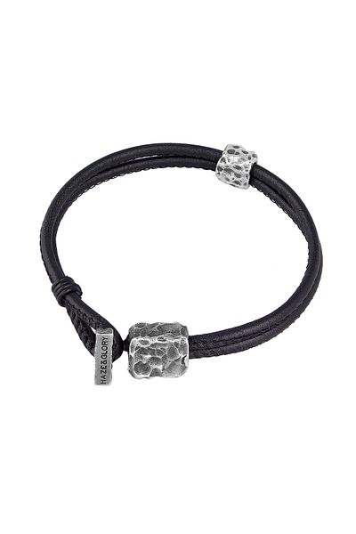 HAZE & GLORY Armband Hg -Armband Herren in 925 Sterling Silber, Herrenschmuck, Lederarmband W