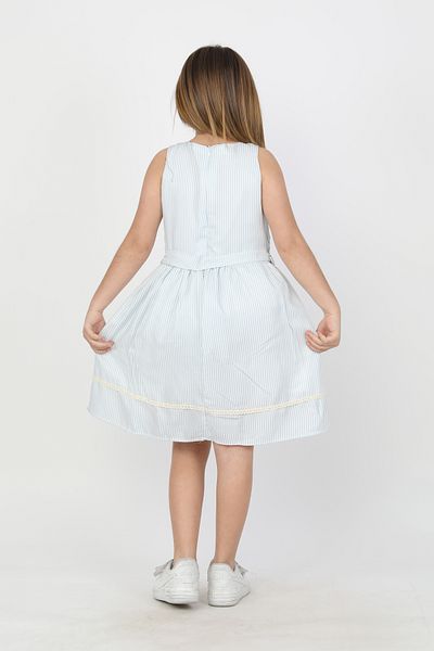 e-çocuk Girl's Dress with Striped Flower Embroidered Straps 7256