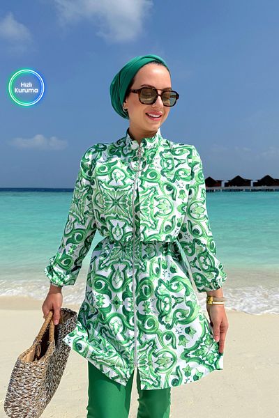 Ka Hijab ملابس سباحة حجاب مغطاة بالكامل من Sea - أخضر