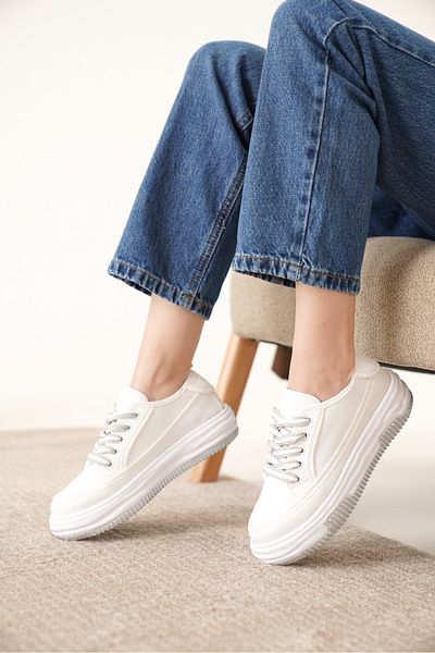 Daxtors D094 Women's Sneaker High Sole Lace-Up Cloth Sports Shoes