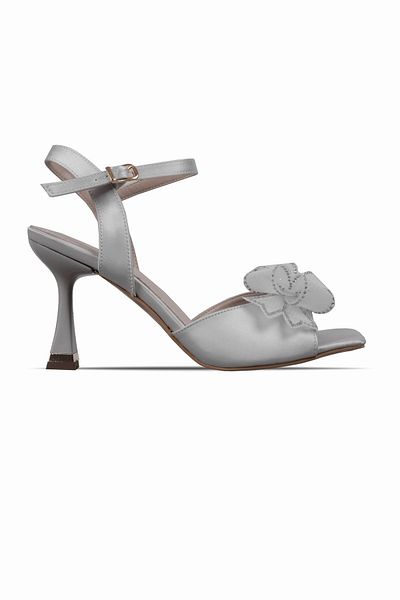 Lal Shoes & Bags Pantofi cu toc pentru femei Aster cu panglică deschisă în față - gri