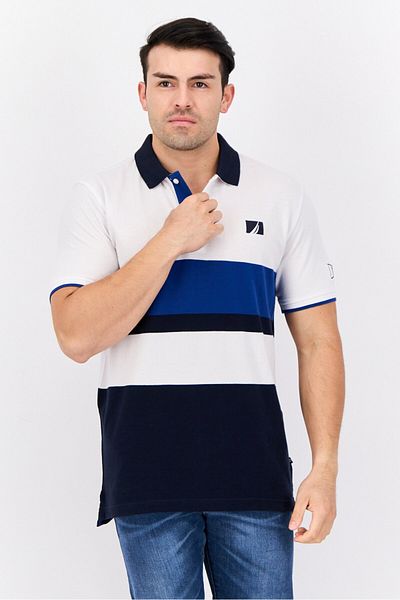 Nautica Men Regular Fit Colorblock Short Sleeves Polo, Multicolor