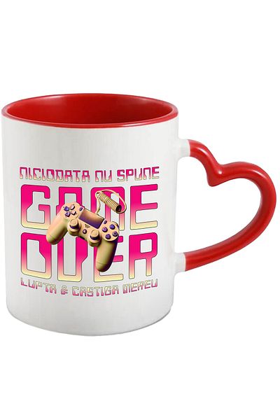 StoryGift Romania Video Game Controller Mug Never Say Over, 330ml, Ceramic with Handle, With ,STG