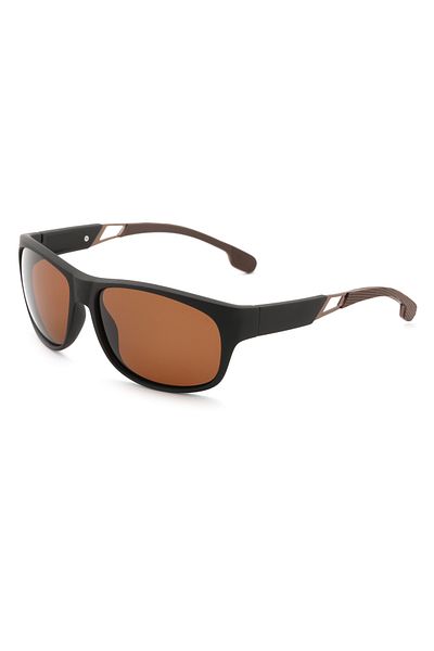 Angel Eyes Oval Rectangle Design Brown Frame Brown Glass Polarized Men's Glasses Ce Certified