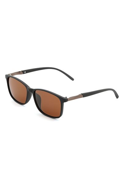 Angel Eyes Rectangle Design Brown Frame Brown Glass Polarized Men's Goggle Ce Certified