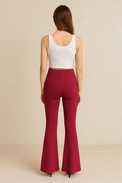 gigigiyim Ribbed Flared Leg Women's Leggings Plum