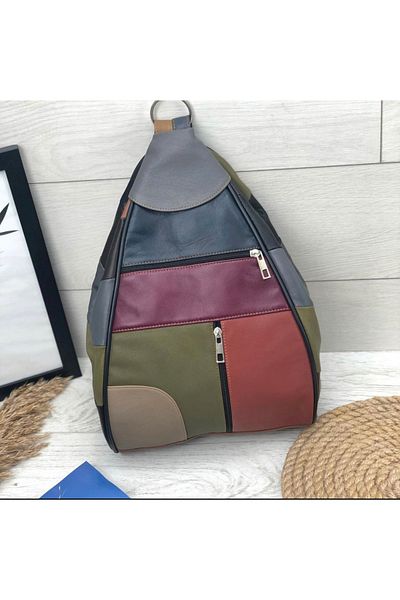Deribag Piele Veritabila, Rucsac Dama, Multicolor 25*36*15 Cm
