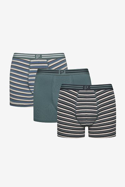 Penti Marineblaue 3-teilige mehrfarbige Herren-Boxershorts mit Streifen
