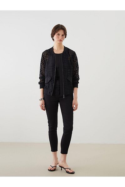 LC Waikiki Lcwaikiki Classic College Collar Patterned Women's Jacket (S5)
