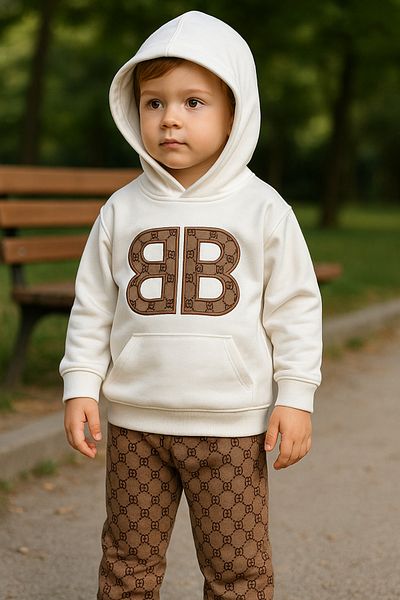 Murat Baby Unisex Kids Bb Letter Printed Cotton Top and Bottom Set
