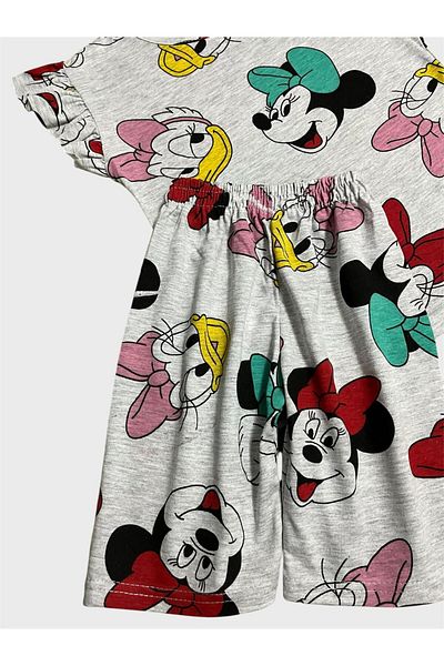 tusem butik homewear Girl's Cotton Gray Cute Ducks Patterned Short Sleeve Shorts Summer Pajama Set