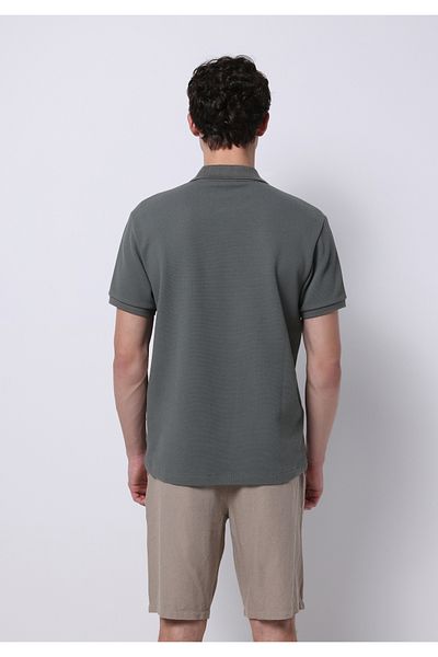 Colin's Regular Fit Polo Neck Jacquard Men's Green Short Sleeve T-Shirt