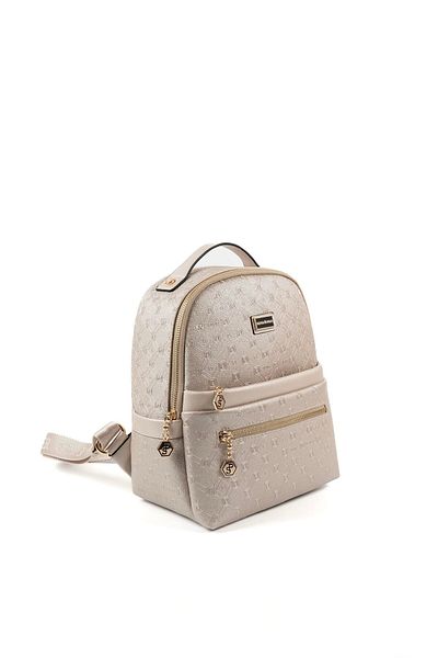 Silver Polo حقيبة ظهر نسائية باللون الفضي والبيج - S.Beige SP1061
