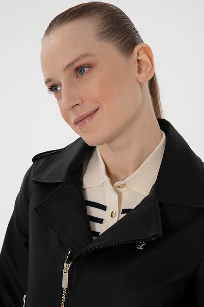 U.S. Polo Assn. سترة جلدية سوداء نسائية 50307492-001