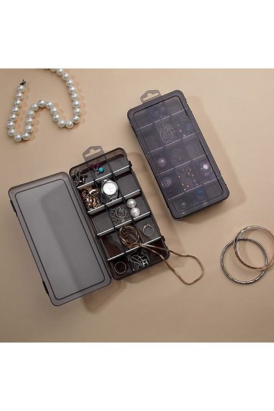 MATMEL 15 Compartment Jewelry Organizer - Black