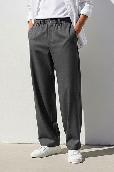 Trendyol Collection Light Gray Wide Leg Loose Fabric Baggy Trousers Tmnss23Pl00039
