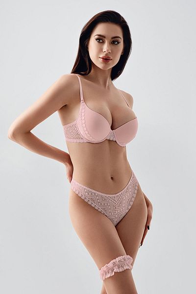 C&City Push-Up Padded Leg Band Bra Suit C14155 Powder