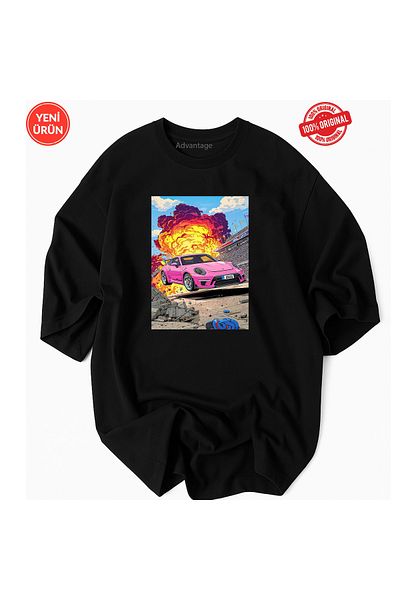 JDM Tricou premium din bumbac 100% imprimat cu vehicul