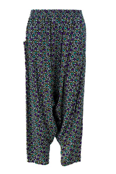 Oppland Women's Shalwar Cotton Woven Viscose Fabric My Garden Model Elastic Waist Wide Leg Relaxed Cut