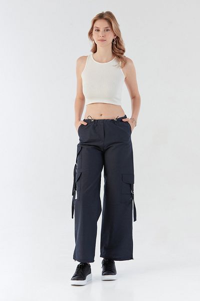 Fulla Moda Панталон от плат с парашут с еластична талия