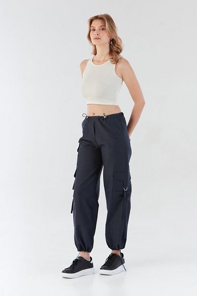 Fulla Moda Панталон от плат с парашут с еластична талия