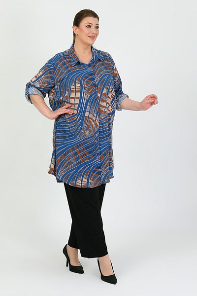 By Alba Collection Women's Indigo Cotton Viscosin Large Size Tunic
