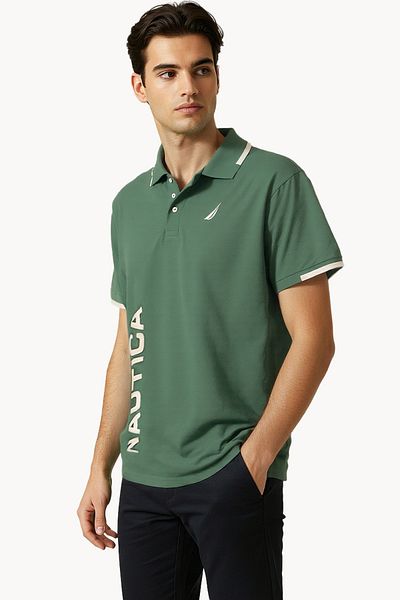 Nautica Logo Regular Fit Premium Cotton Logo Polo Shirt