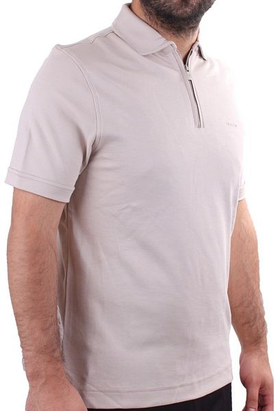 Twister Jeans Twister 2298 Beige Casual Short Sleeve Regular Fit Cotton Zipper Polo Neck Men's T-Shirt