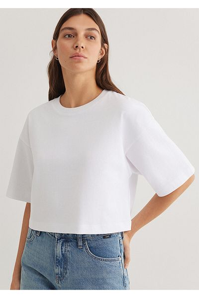 Mavi Weißes Basic-T-Shirt mit kurzer Passform 1612377 -620