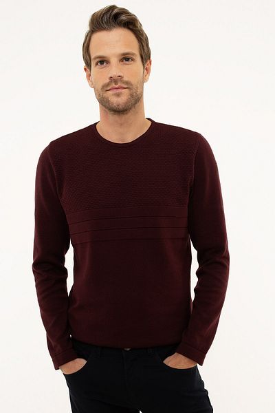 Pierre Cardin Men's Claret Red Slim Fit Knitwear Sweater G021GL0TK.000877897